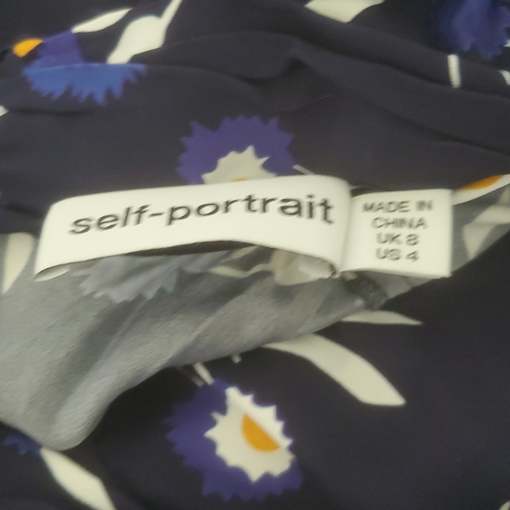 SELF PORTRAIT NAVY BOTANICAL PRINTED MINI DRESS;SIZE:US-4 - Picture 15 of 15